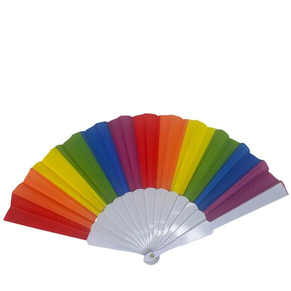 Rainbow Folding Fan Colorful Festive Pride Accessories Rainbowcore LGBTQIA - Picture 1 of 3